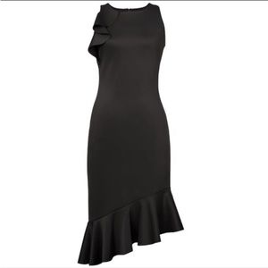 Banana Republic Asymmetrical Flounce Dress Black size 6